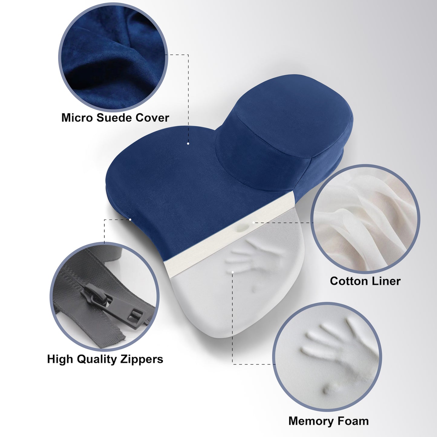 micro suede cover, foam pillow, with quality zippers